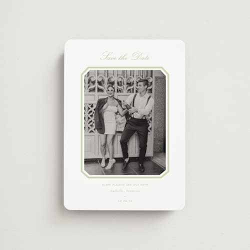 This is a mint save the date magnets with standard by Sara Hicks Malone called montgomery printing on magnet paper in magnet