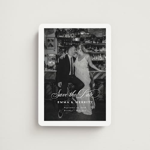 This is a ivory save the date magnets with standard by Benita Crandall called the classic printing on magnet paper in magnet