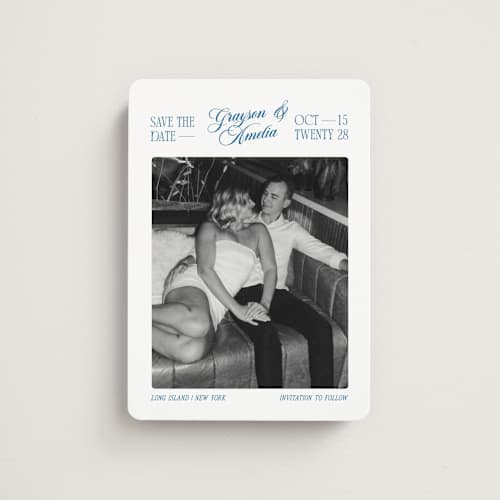 This is a lake save the date magnets with standard by Robert and Stella called opening titles printing on magnet paper in magnet