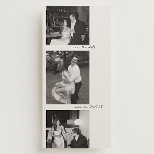 This is a vanilla save the date with standard by Tamara Hilje called film printing on recycled smooth signature in tall