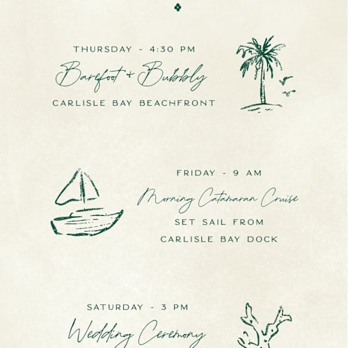 This is a island citrus ceremony reception essentials with standard by Pixel and Hank called coastal drift printing on signature in 4x9