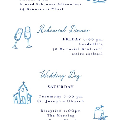 This is a cerulean ceremony reception essentials with standard by Tamara Hilje called positano printing on signature in 4x9