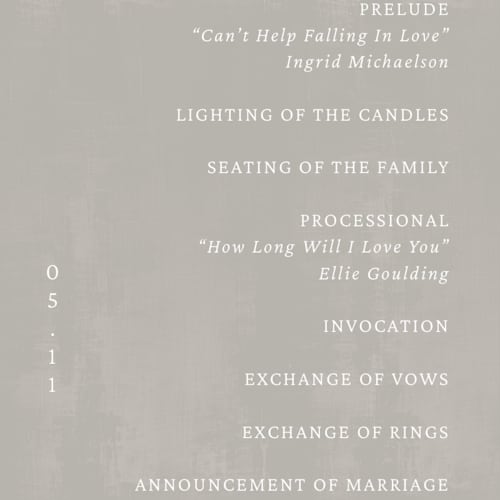 This is a ash unique wedding programs with foil pressed by Jelena Vuletic called asahi printing on signature in standard