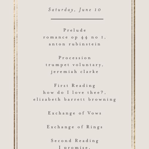 This is a champagne unique wedding programs with foil pressed by Nicole Walsh called grace printing on signature in standard