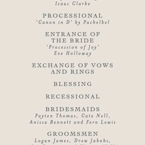 This is a provincial unique wedding programs with foil pressed by Angela Thompson called emma printing on signature in standard