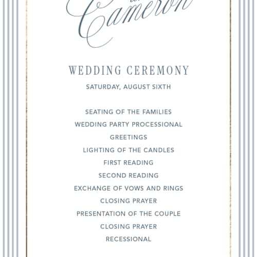 This is a coast unique wedding programs with foil pressed by Kelly Schmidt called seashore printing on signature in standard