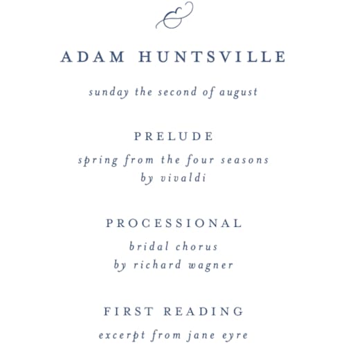 This is a lakes unique wedding programs with foil pressed by Sarah Knight called swan song printing on signature in standard