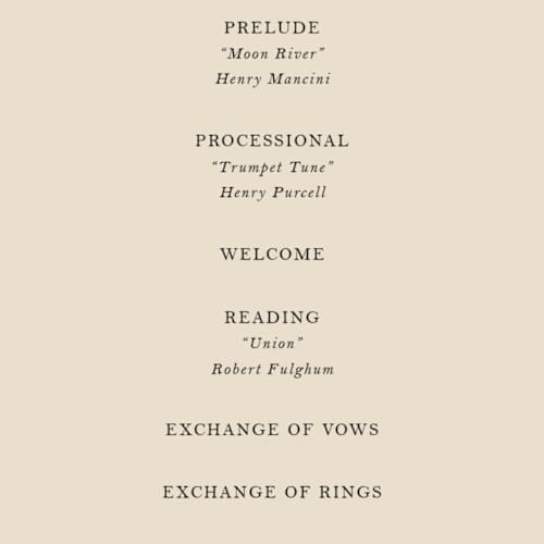 This is a sand unique wedding programs with foil pressed by Jennifer Lew called cove printing on signature in standard