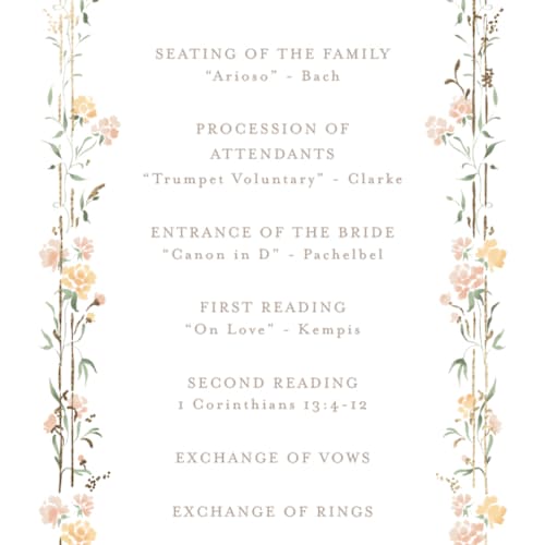 This is a golden summer unique wedding programs with foil pressed by Erin L. Wilson called victorian trellis printing on signature in standard