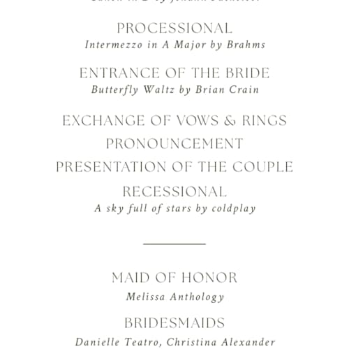 This is a garden unique wedding programs with foil pressed by Yaling Hou Suzuki called bright garden printing on signature in standard