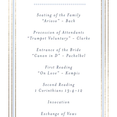 This is a dusty blue unique wedding programs with foil pressed by Janean Hinger called aurelia printing on signature in standard