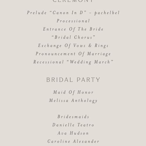 This is a petal unique wedding programs with foil pressed by Nicoletta Savod called parisian garden printing on signature in standard