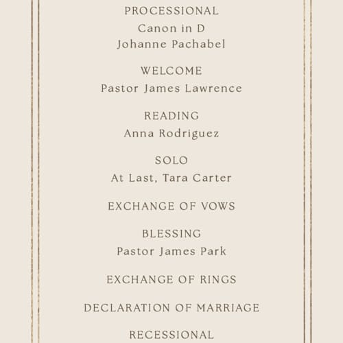 This is a champagne unique wedding programs with foil pressed by Griffinbell Paper Co. called seaside printing on signature in standard