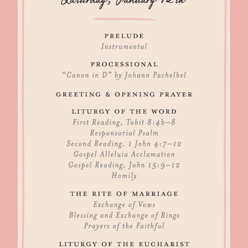 This is a cherry unique wedding programs with standard by Sarah Rosenthal called velvet cherry printing on signature in standard