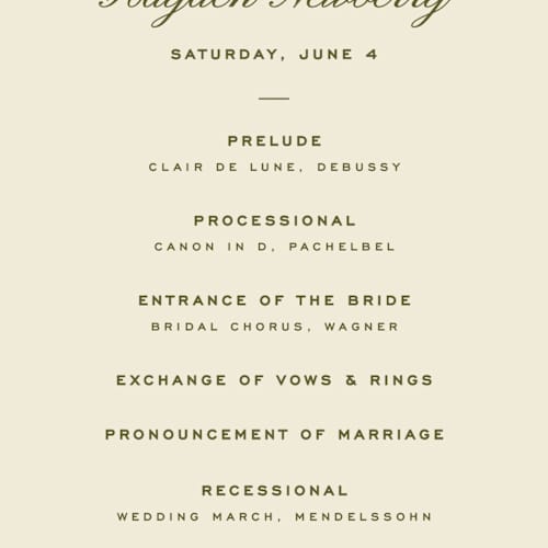 This is a blush unique wedding programs with standard by Ellen Schlegelmilch called hayden printing on signature in standard