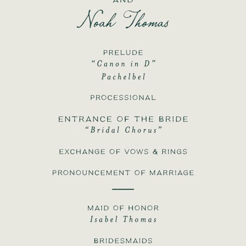 This is a sage unique wedding programs with standard by Leah Bisch called pair of calla lilies printing on signature in standard