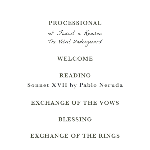 This is a cloud unique wedding programs with standard by Helena Vitto called birds of paradise printing on signature in standard