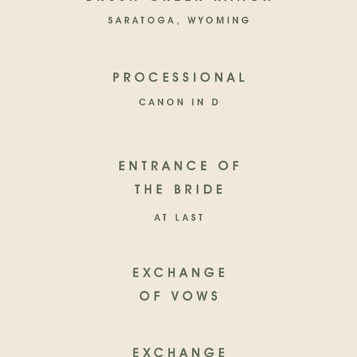 This is a olive you more unique wedding programs with standard by Design Lotus called true north printing on signature in standard
