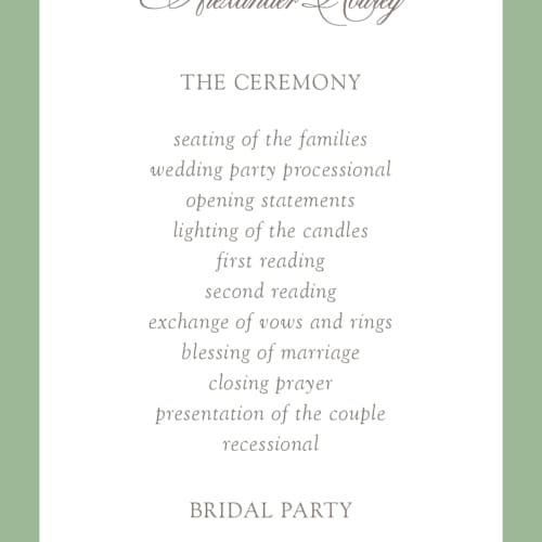 This is a mint unique wedding programs with standard by Melinda Denison called romantic garden printing on signature in standard