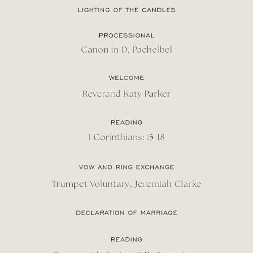 This is a sandstone unique wedding programs with standard by Sara Hicks Malone called monogram edit printing on signature in 4x9
