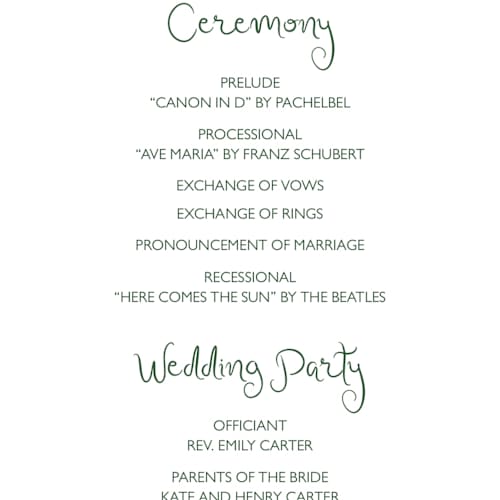 This is a enchanted holiday unique wedding programs with standard by Cass Loh called holidays ink doodles printing on signature in 4x9