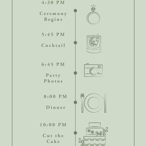 This is a mint unique wedding programs with standard by Sherley Ferreira called olive printing on signature in 4x9