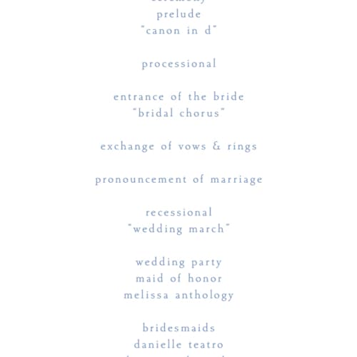 This is a sky unique wedding programs with standard by Robert and Stella called constance printing on signature in standard
