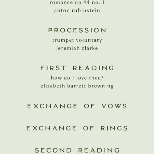 This is a lemongrass unique wedding programs with standard by Sam Dubeau called swoon printing on signature in standard