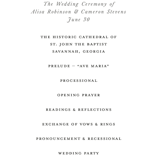 This is a sage unique wedding programs with standard by Lori Wemple called flowering arch printing on signature in standard