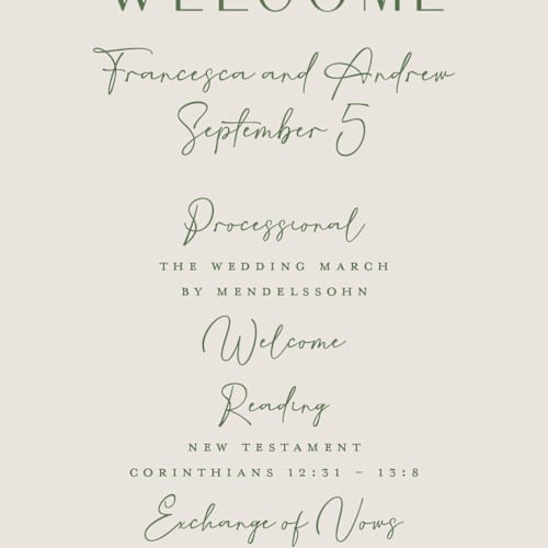 This is a summer unique wedding programs with standard by Petra Kern called miniature mountainscape printing on signature in 4x9