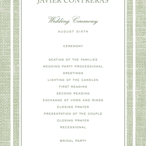 This is a garden unique wedding programs with standard by Kelly Schmidt called summer linen printing on signature in standard