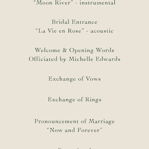 This is a forest unique wedding programs with standard by Elly called whispering pines printing on signature in standard