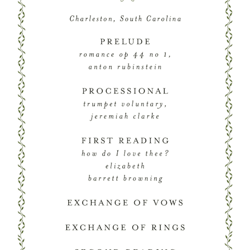 This is a blush unique wedding programs with standard by Susan Moyal called monogramed printing on signature in standard