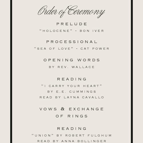 This is a onyx unique wedding programs with standard by Laura Hankins called galleria printing on signature in standard