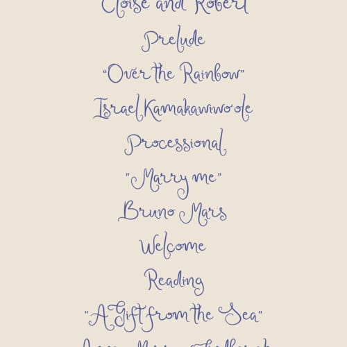 This is a sea unique wedding programs with standard by Chris Griffith called artisan wedding printing on signature in standard