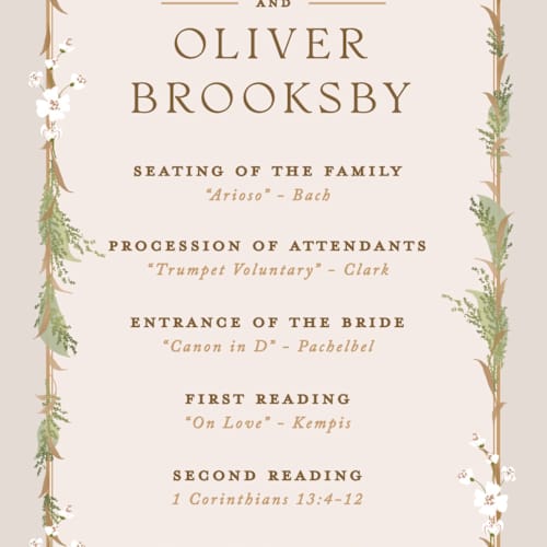 This is a forest floo unique wedding programs with standard by Erin L. Wilson called disney's snow white someday printing on signature in 4x9