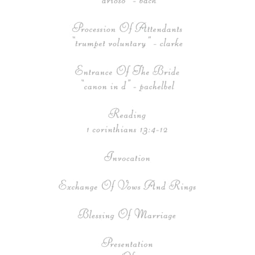 This is a peony unique wedding programs with standard by Baumbirdy called rosebud printing on signature in standard