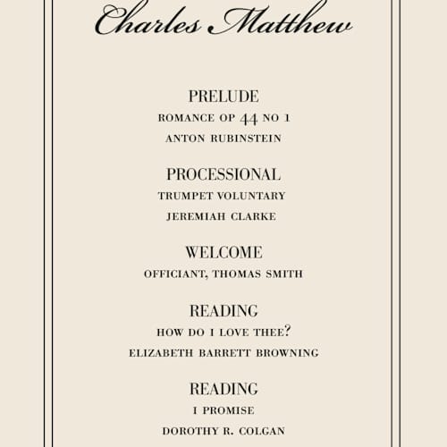 This is a cream unique wedding programs with standard by Ryan Nicole called uptown formal printing on signature in standard