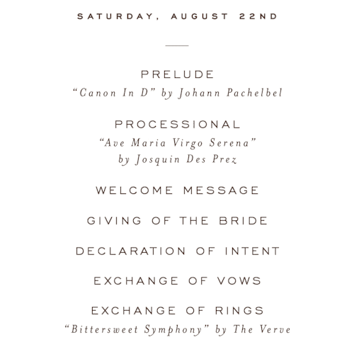 This is a leather unique wedding programs with standard by Jenna Holcomb called mountain ranch toile printing on signature in standard