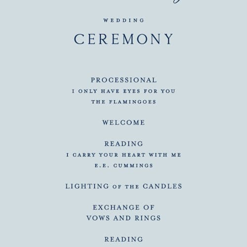 This is a sky unique wedding programs with standard by Kelly Schmidt called landscape script printing on signature in standard