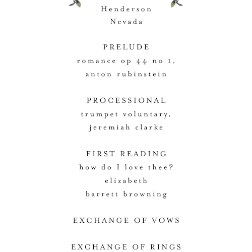 This is a peony unique wedding programs with standard by Susan Moyal called romantic florals printing on signature in 4x9