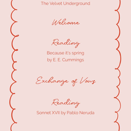 This is a sangria spark unique wedding programs with standard by Zove Ahhh called party on! printing on signature in 4x9