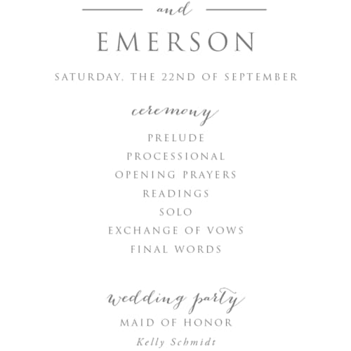 This is a cloud unique wedding programs with gloss press by Rochelle Renee called gilded wildflowers printing on signature in 4x9