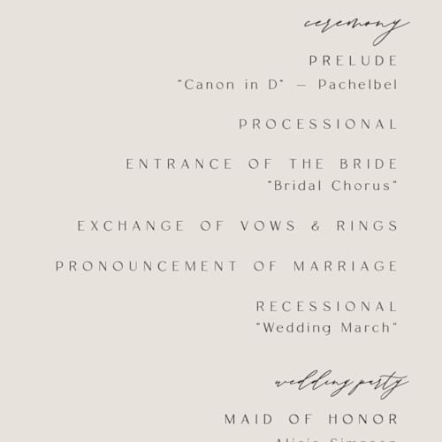 This is a smoke unique wedding programs with foil pressed by Olivia Raufman called gathering printing on signature in 4x9
