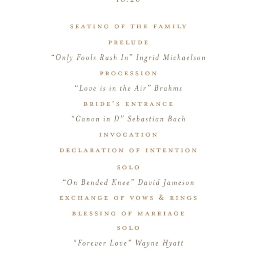 This is a chiffon unique wedding programs with standard by chocomocacino called kouignette printing on signature in 4x9