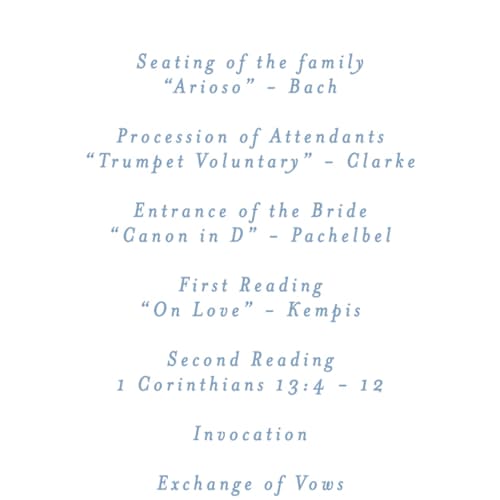 This is a sky unique wedding programs with standard by Creo Study called aristocratic printing on signature in 4x9