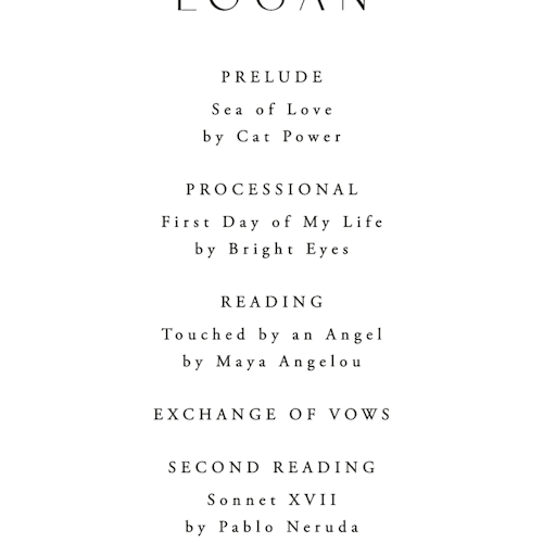 This is a lily unique wedding programs with standard by Everett Paper Goods called fleur printing on signature in 4x9