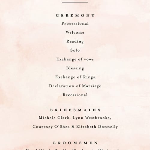 This is a northern unique wedding programs with standard by Pixel and Hank called countryside printing on signature in 4x9