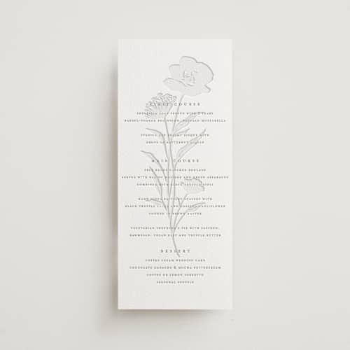 This is a cacao bean menu cards with letterpress by chocomocacino called shiruko printing on white cotton in 4x9