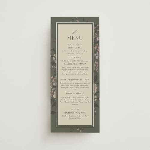This is a thyme menu cards with foil pressed by Itsy Belle Studio called madison printing on signature in 4x9